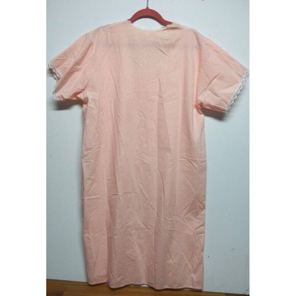 Haband's Moon Beam housedress sleepdress XL/1X peach color, lace accents light - Picture 5 of 11